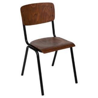 Chaise en bois écolier - marron et noir - style vintage et empilable_0