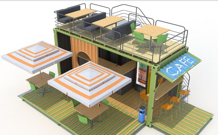 Container restaurant ISK20 Luxe Type 2 - Snack et bar avec terrasse - 20 pieds HC certifié_0