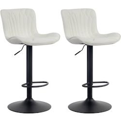 Décoshop26 - Lot de 2 tabourets de bar en tissu crème pieds en métal noir hauteur réglable pivotant TDB10725 - noir 3002486832691_0