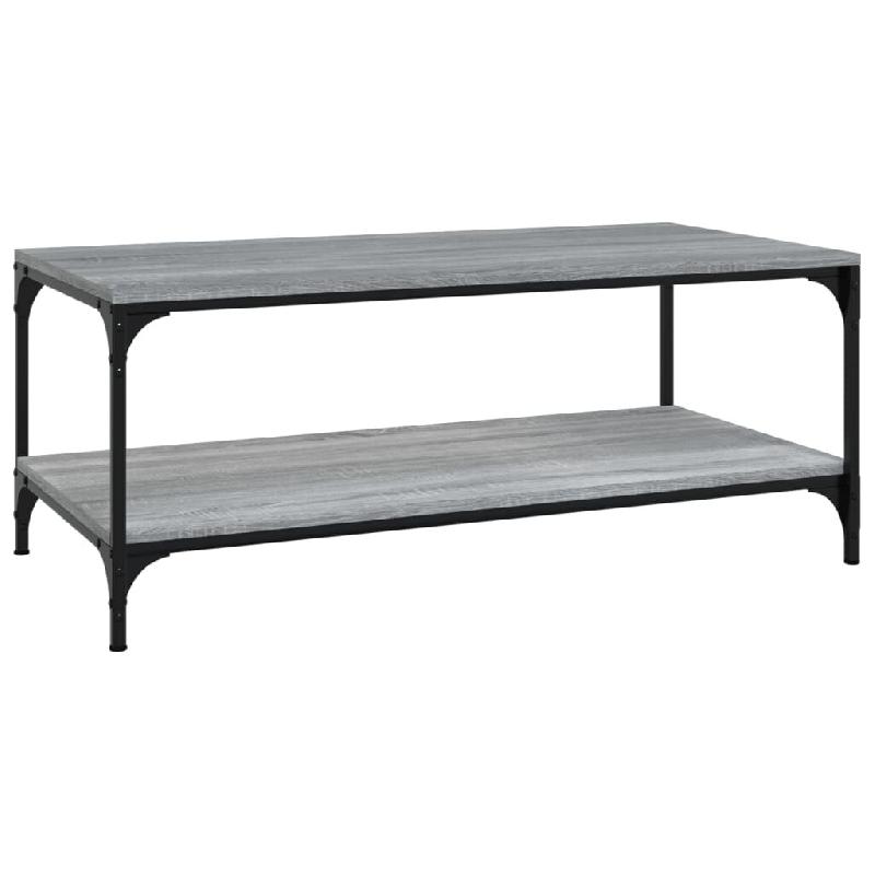 Décoshop26 - Table basse avec étagère style industriel 80 x 50 x 40 cm bois d'ingénierie gris et acier DEC040089 - gris acier 3000264744839_0