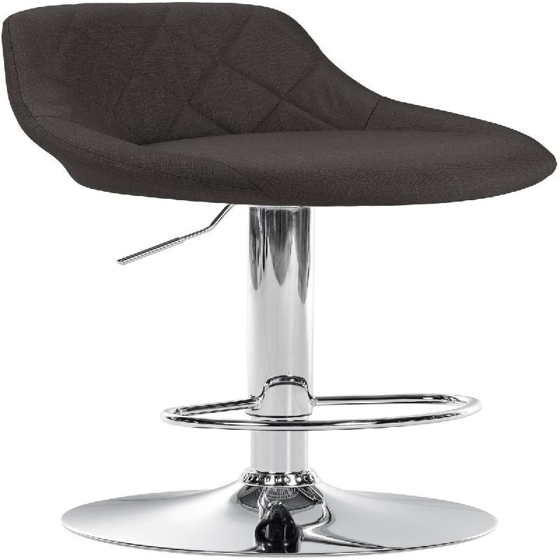 Décoshop26 - Tabouret de bar chaise haute x 1 avec coutures décoratives assise en tissu gris foncé pieds métal chromé 10_0005085 - gris 3000252453941_0