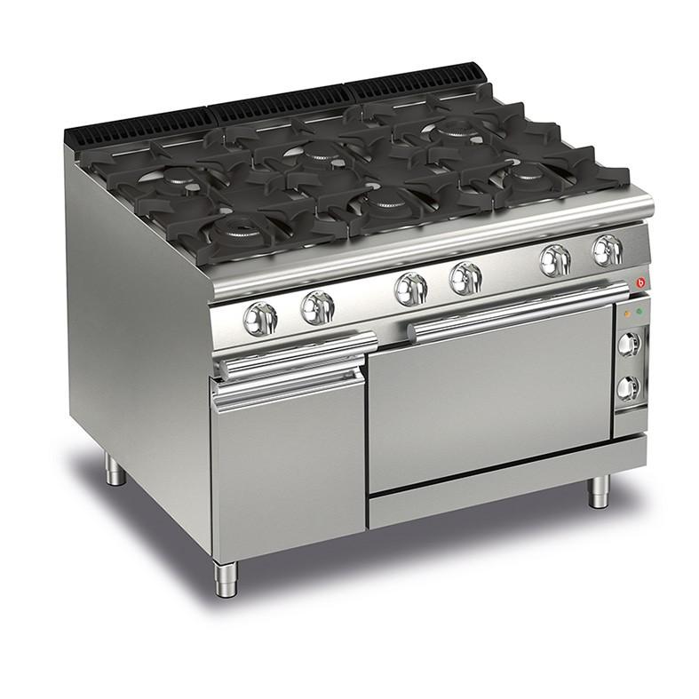 Fourneau - 6 feux vifs gaz sur four électrique et placard fermé - 70QPCFGE126 - 32,4 kW - 1200 mm de largeur_0