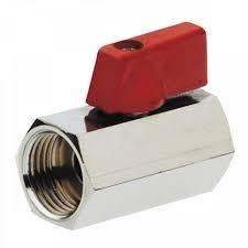 Mini vanne FF - manette rouge - PN 16 - laiton chromé EN 12165 - réf. : SYC1011R_0