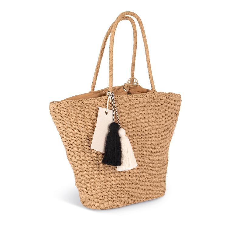 Panier shopping Kimood - Réf: KI5226 - fibre de papier, anses tressées et doublure en polyester recyclé_0