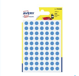 Paquet de 490 disques adhesifs diametre 8mm psa08b bleu_0