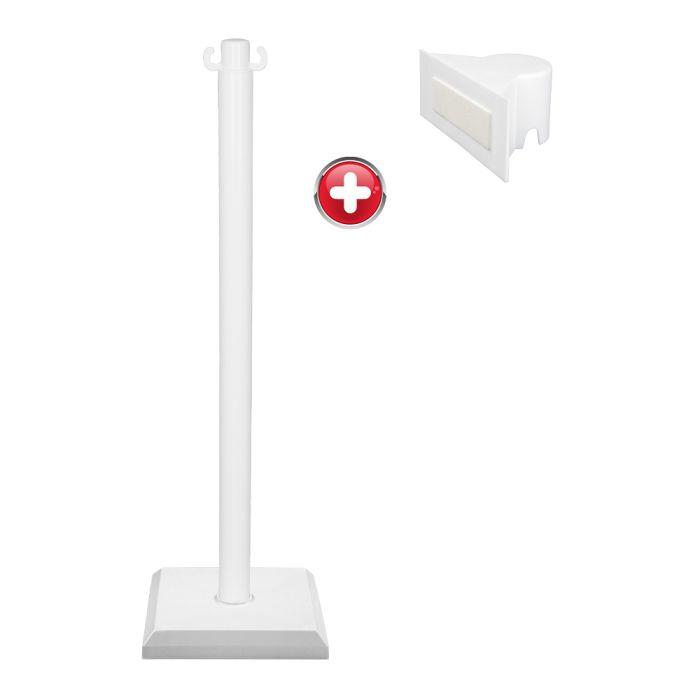 Poteau PVC blanc lesté avec support panneau_0