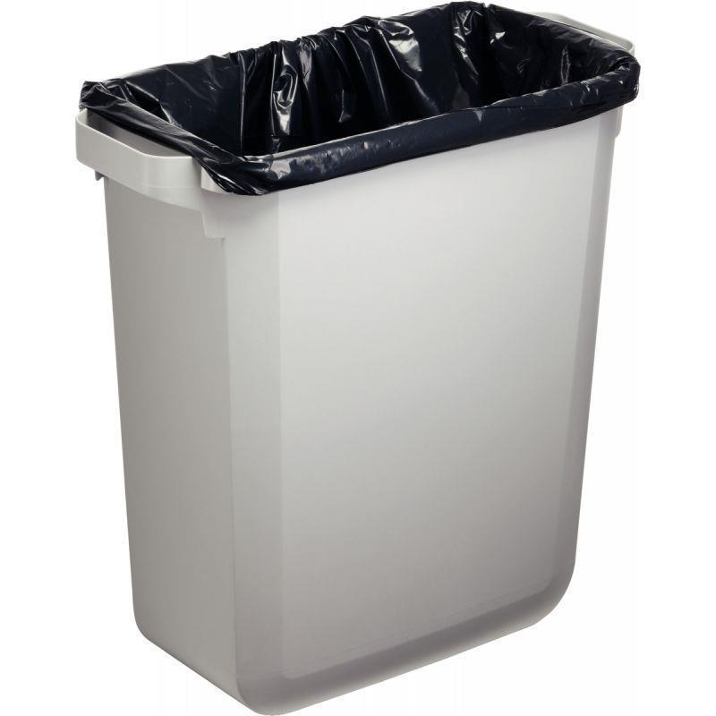 Poubelle DURABIN grise 60 litres - rectangulaire avec poignées intégrées et encoches pour sac-poubelle_0