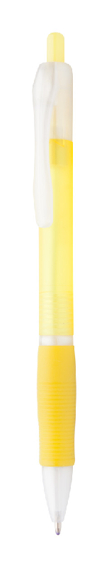 Stylo à bille en plastique - grip en caoutchouc - encre bleue - couleur jaune - 8g_0