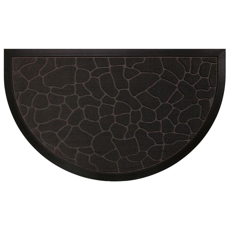 Tapis d'entrée demi-lune galets - 45x75 cm - Noir - Antidérapant & Antipoussière - Paris Prix_0