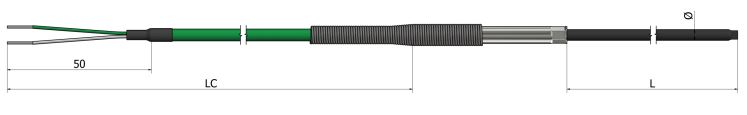 Thermocouple chemisé pour environnements agressifs - protection PTFE 250°C - TM24_0