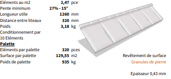 Tuile GERARD® Eleganta - DSQxxx-PA - Pente minimum 27% - 15° - Granules de pierre_0