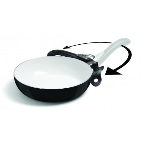 Poêle wok en céramique Spazio - 28 cm - Intérieur antidérapant - Manche repliable - Réf. 12306295_0
