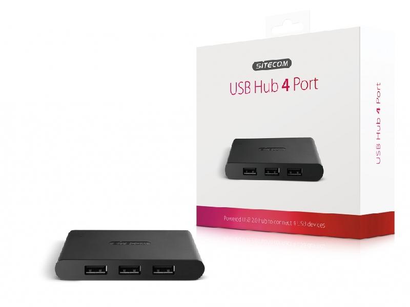 Sitecom CN-081 - Hub USB 2.0 4 ports, câble 0,6 m, 480 Mbit/s - Noir_0