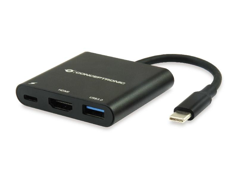 Conceptronic DONN01B - Hub USB 3.0 (3.1 Gen 1) Type-C - Taux de transfert 5000 Mbit/s - Noir_0