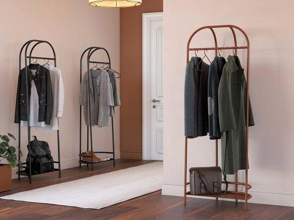 Vestiaire porte manteaux Montparnasse en acier thermolaqué avec tablette pour sacs_0