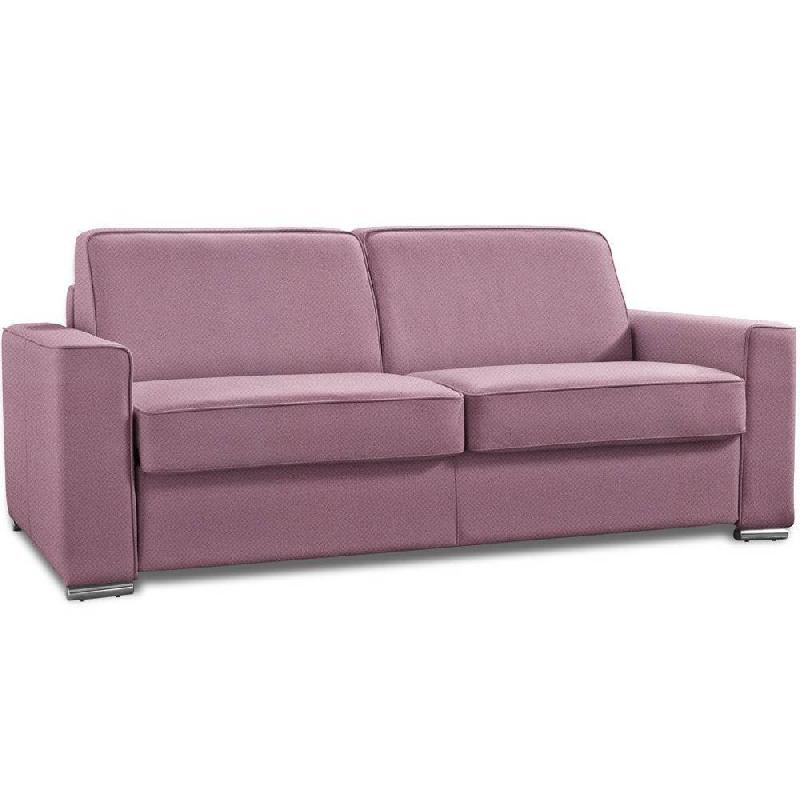 CANAPÉ CONVERTIBLE 3-4 PLACES EXCELLENCE 160 CM SOMMIER LATTES MATELAS MEMORY 18 CM INCLUS VELOURS  ROSE_0
