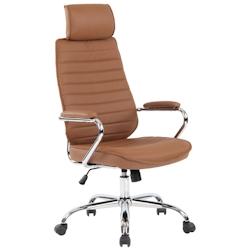 CLP Fauteuil de bureau  Rako en véritable cuir ajustable et pivotant Marron clair - marron cuir 317942_0