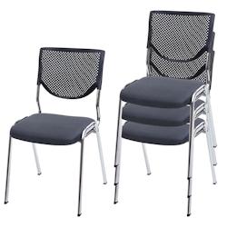 Décoshop26 - Lot de 4 chaises de bureau sans roulettes conférence réunion empilable en tissu maille gris 04_0000549 - gris 3000040132690_0