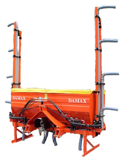 Distributeur d'engrais à châssis pliable - Damax SRL - trémie 900L avec repliement hydraulique et options personnalisables_0