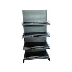 EUROP'METAL - Gondole murale fruits/légumes Noir H.227xP.60xL.100cm - 4 niveaux avec grilles et porte-étiquettes - Réf. MFL2N_0