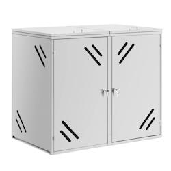 Helloshop26 - Cache-poubelle habillage abri 2 x 240 litres fentes d'aération acier inoxydable 201 argent métallisé 14_0008476 - 3000221123486_0