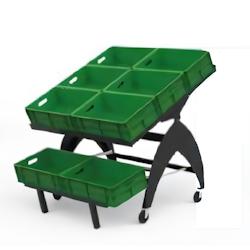 Présentoir mural basculant pour fruits et légumes - 8 caisses - Mobile avec roulettes verrouillables - Réf. 3701117717962_0