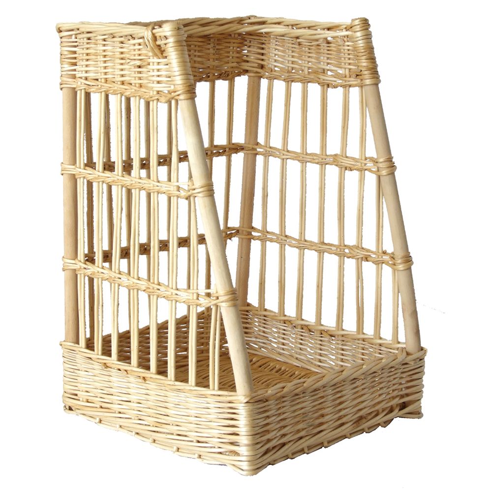 Présentoir baguette façade inclinée - osier blanc, bois et rotin - 74BIS/45X45_0