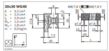 Profilé en aluminium pour grille de protection 30x30 wg40_0