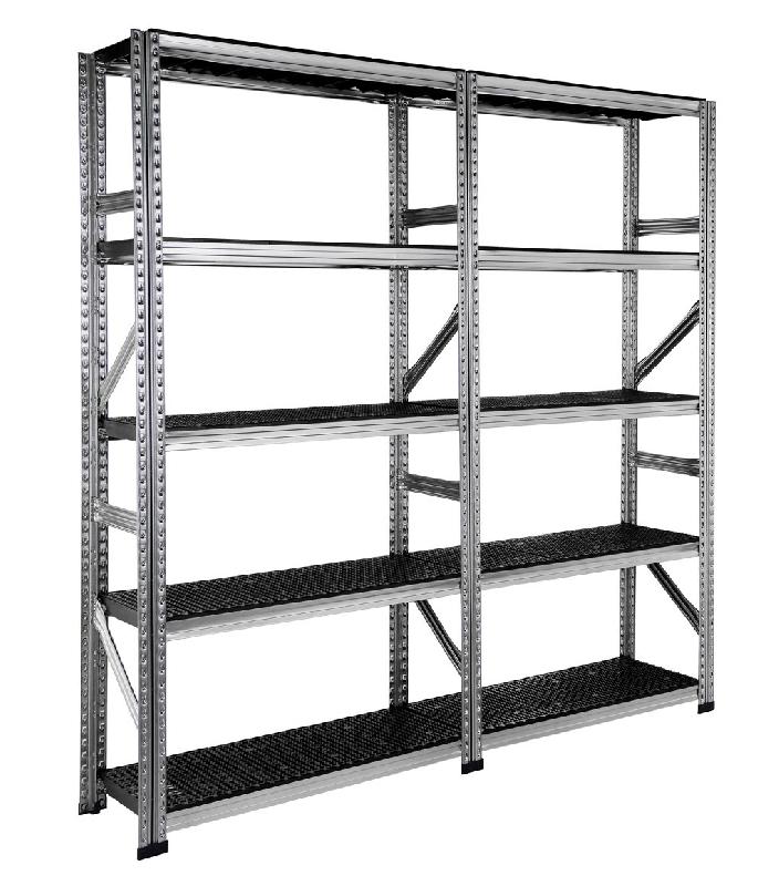 Rayonnage tablettes plastiques Ecogreen Galvaplast - L.1880 mm - structure galvanisée et charge maxi 130 kg par niveau_0
