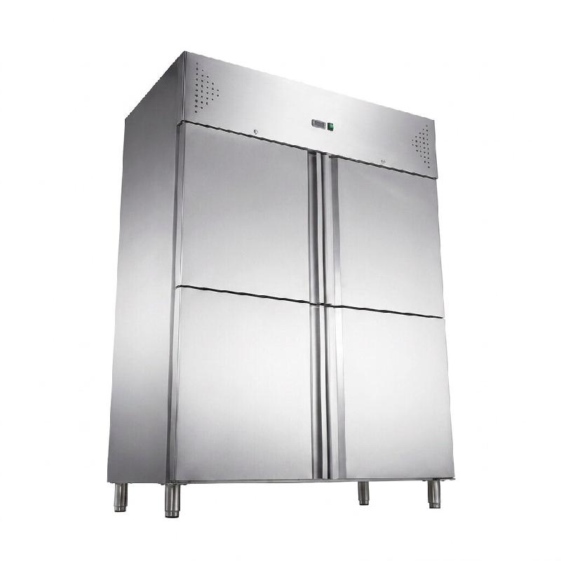 Romux® Armoire Réfrigérée Positive 4 Portillons 148 cm avec Refroidissement Froid Ventilé en Acier Inox avec Capacité de 1300 L - 6 Étagères e_0