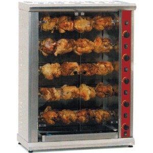 Rotissoire professionnelle a gaz - 5 broches - capacité: 20 poulets_0