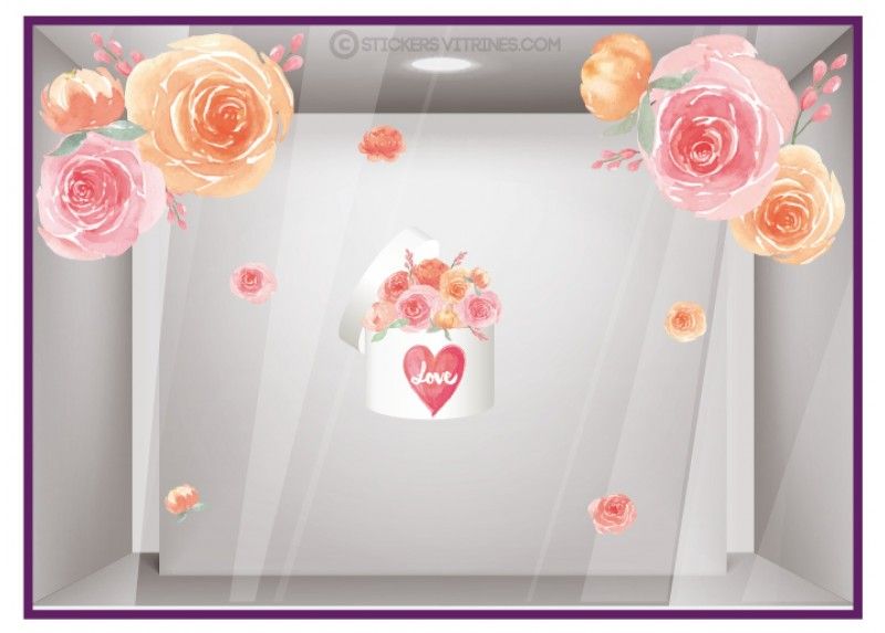 Sv868 - Adhésif pour vitrine - Stickers vitrines Saint-Valentin - Dimensions 130 x 57 cm_0