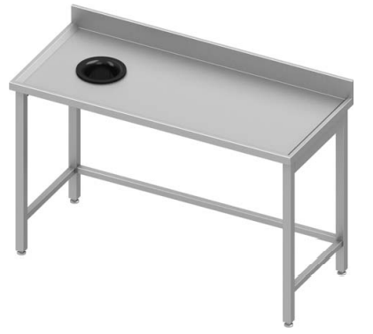Table de travail en inox adossée - 1500x700x900 mm - sans étagère avec trou vide-ordure à gauche - modèle 933127150_0