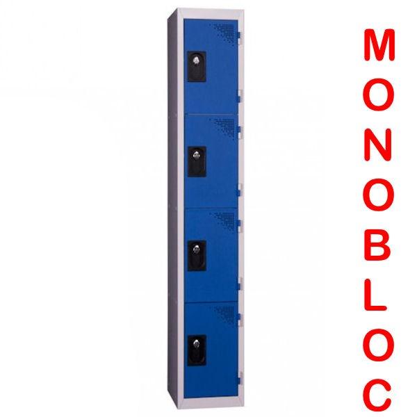 Vestiaire monobloc 1 colonne de 4 cases Largeur de case : 300 mm_0
