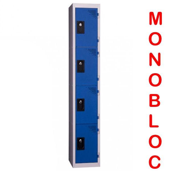 Vestiaire monobloc Rolléco - 1 colonne de 4 cases - largeur de case : 300 mm_0