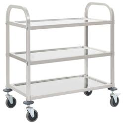 VidaXL Chariot De Cuisine à 3 Niveaux 96,5x55x90 Cm Acier Inoxydable - argenté 8719883571621_0