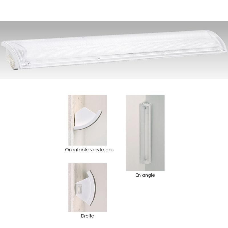 Applique H2O 24W - Diffuseur opale avec interrupteur - Montage mural et en angle - Tube fluorescent G5 inclus_0
