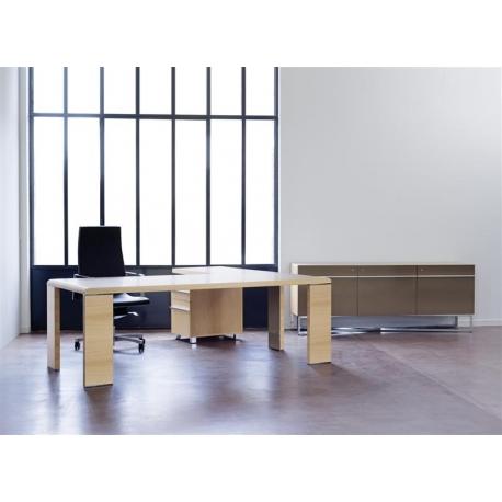 Bureau de direction ébénisterie Folder - Fabricant MACE - Chêne naturel et stratifié taupe - Avec ou sans retour_0