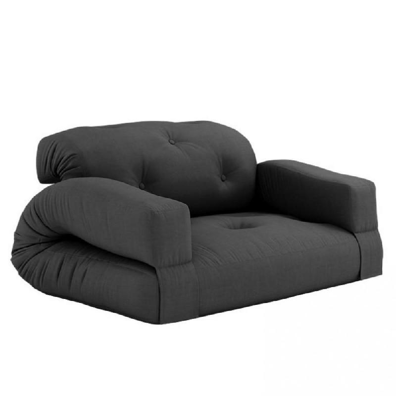 CANAPÉ FUTON STANDARD CONVERTIBLE HIPPO SOFA COULEUR GRIS FONCÉ_0