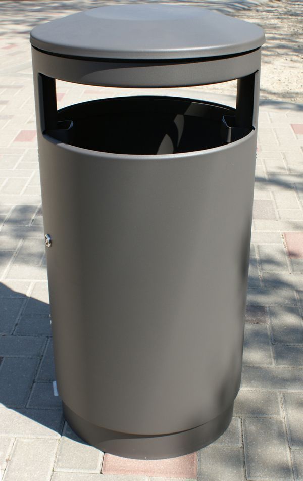 Corbeille publique en acier galvanisé ou inox 304 - Contenance 40L à 100L - Design robuste avec options cendrier et seau galvanisé_1