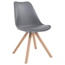 Décoshop26 - Chaise de salle à manger design scandinave en PVC gris et pieds en bois clair forme carré 10_0003426 - gris 3000251573015_0