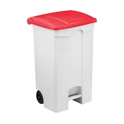 Medial International Contitop Mobile Conteneur mobile à pédale avec couvercle coloré Polypropylène Blanc-Rouge 90 lt - multicolore plastique polyp_0