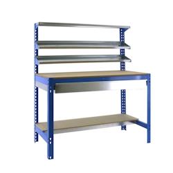 SimonRack Établi SIMONWORK BT1 avec tiroir couleur BLEU/BOIS 1445x1210x610 mm (haut x largeur x profondeur) - bleu métal 8435104932414_0