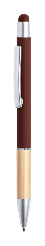 Stylo bille stylet - aluminium avec poignée en bambou - finition mate - encre bleue_0