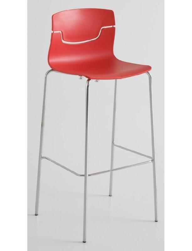 Tabouret de bar Scott - Coque en technopolymère - Hauteur d'assise 68 ou 78cm - Piétement chromé_0