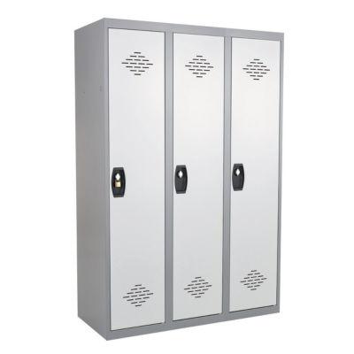 Vestiaires monobloc Confort Industrie salissante 3 cases, toit plat, gris / gris_0