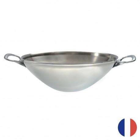 Wok en inox Affinity De Buyer - 32 cm - Multicouches inox et aluminium - Compatible induction et tous feux_0