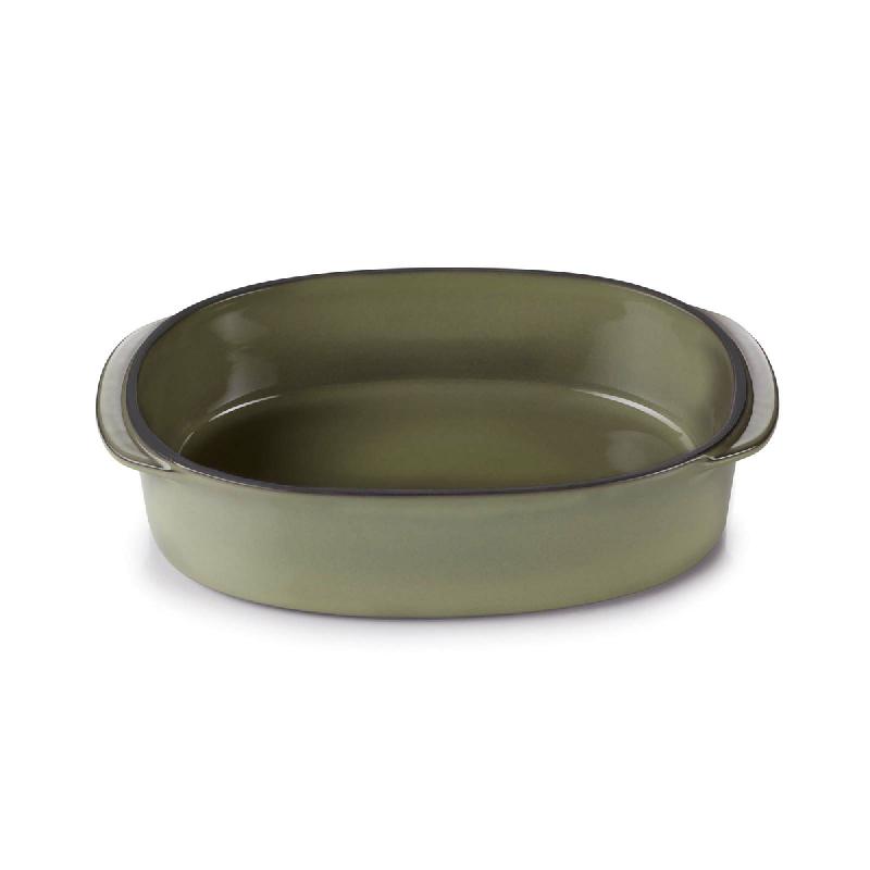 PLAT OVALE VERT PORCELAINE 19 CM CARACTERE REVOL