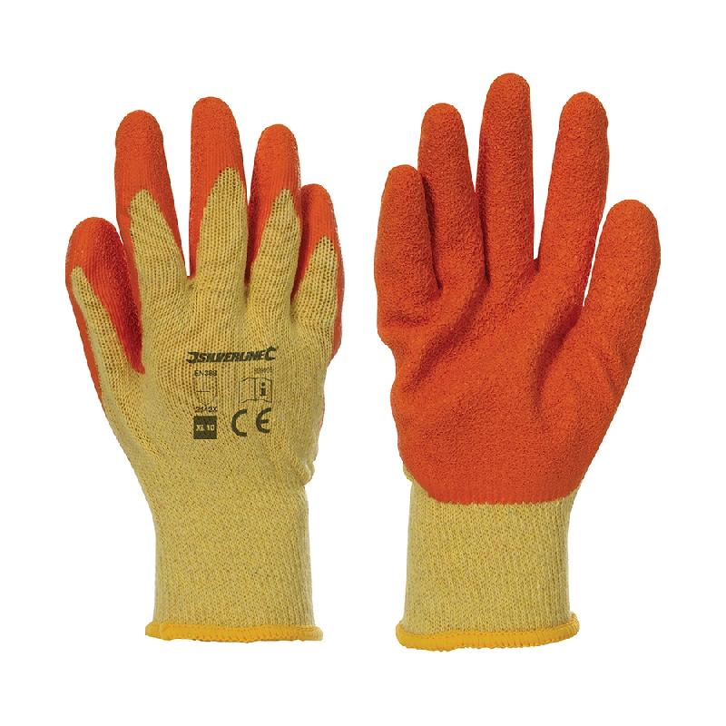 GANTS DE MAÇON À ENDUCTION LATEX, 12 PAIRES TAILLE XL (10) SILVERLINE_0