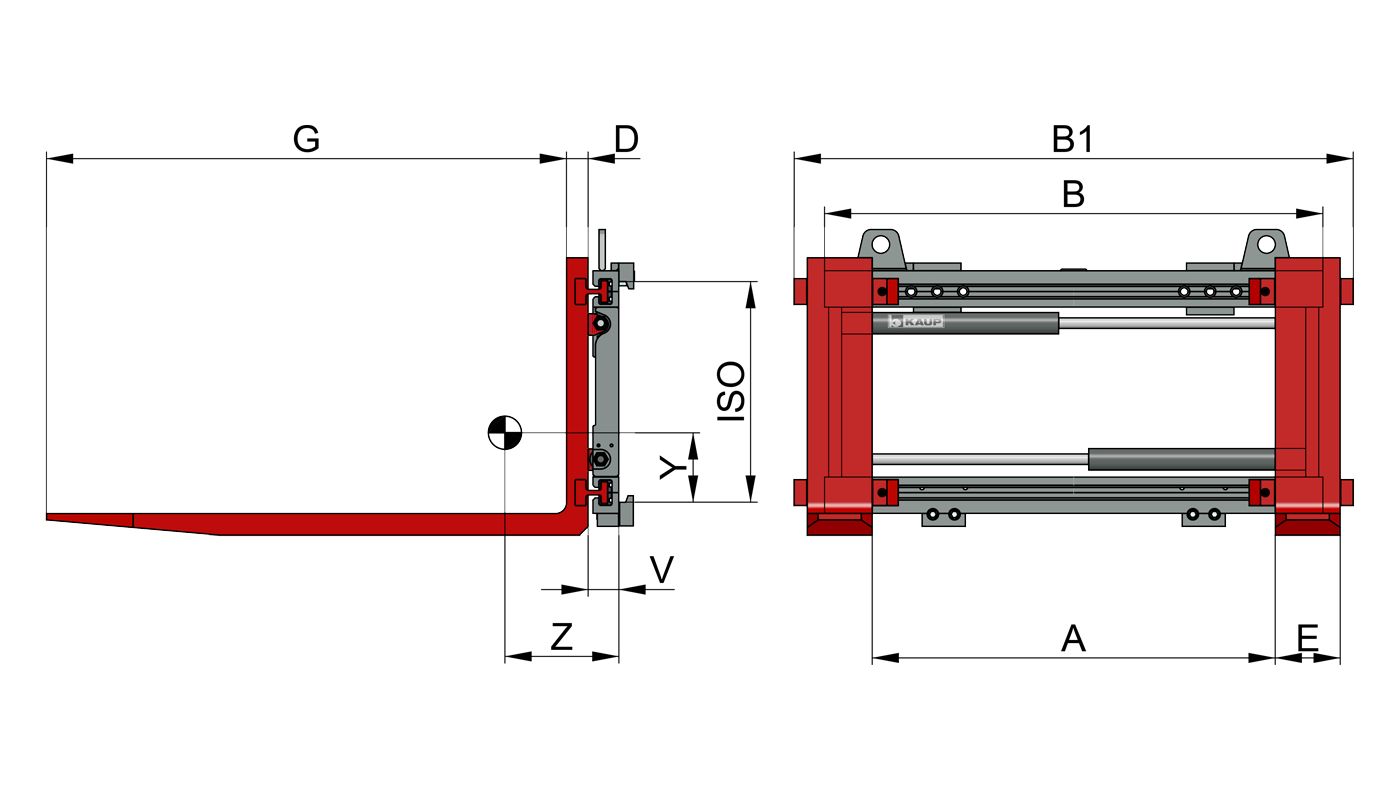 1,5t160bz - écarteurs et ajusteurs de fourche - Kaup - capacité 1330 kg - positionneur pour chariots rétractables sans déplacement latéral_0
